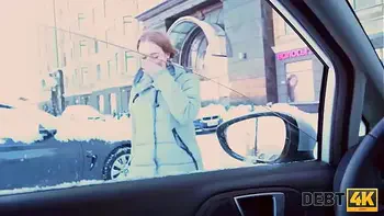 DEBT4k. Collector enjoys blowjob in car before tasting debtors pussy