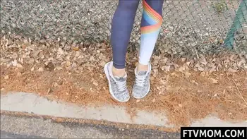 Redhead milf flashing in public