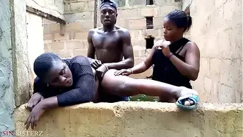 Two Sin Stepsisterz caught having threesome outside another compound in the village with another woman husband