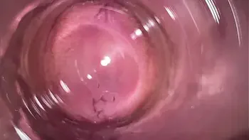 Camera deep inside Mia's teen creamy pussy