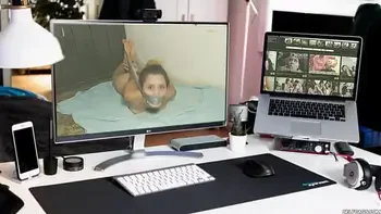 Hysterical Slut Hogtied Naked In The Basement