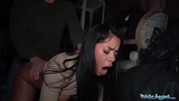 Public Agent Brunette with a beautiful bubble butt fucking a big fat cock