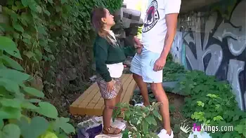 Midget babe Muñequita loves PUBLIC BLOWJOBS! Another one with Potro