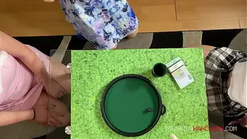 3 Super Hot Tight Pussy Real Amateur Hot Girls CFNM Handjob Edging with Playing Balls and Teasing Challenge for Precum