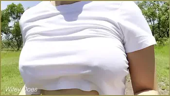 Hot MILF running in wet shirt crop top public exhibitionst dare