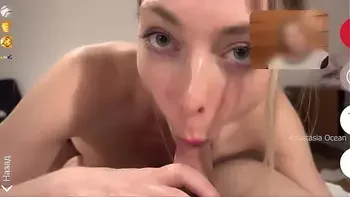 Shock! My stepmommy was on video call with us while I was sucking my husband's cock.