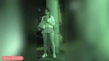 Jeny Smith flashing pussy with mini skirt in public