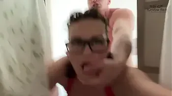 Juicy Milf in a scarlet evening gown and tight panties is fucked hard by her stepson!