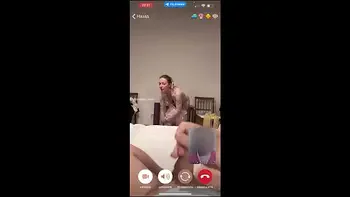My husband is jerking and cum front of my momy a while we talk with her by video call.
