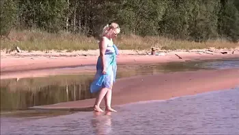 Pretty woman on the beach, sweet blonde))