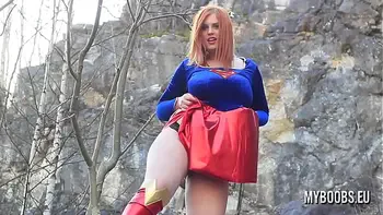 Huge Tits Redhead Alexsis Faye play in Cosplay costume Masturbate and Running