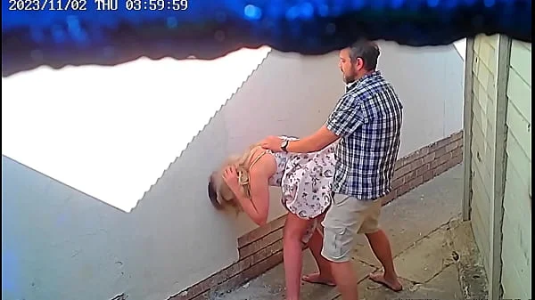 Cctv camera caught couple fucking outside public restaurant