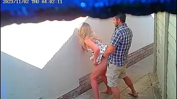 Cctv camera caught couple fucking outside public restaurant