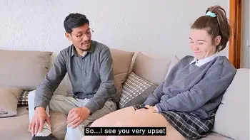 Stepfather calms down his angry stepdaughter.