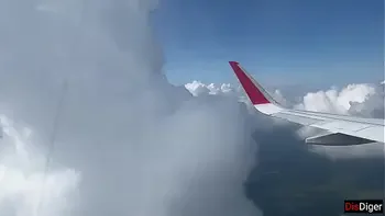 Risky public blowjob on a plane - we got caught!