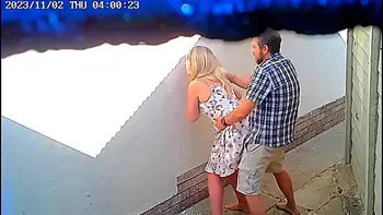 Daring couple caught fucking in public on cctv camera