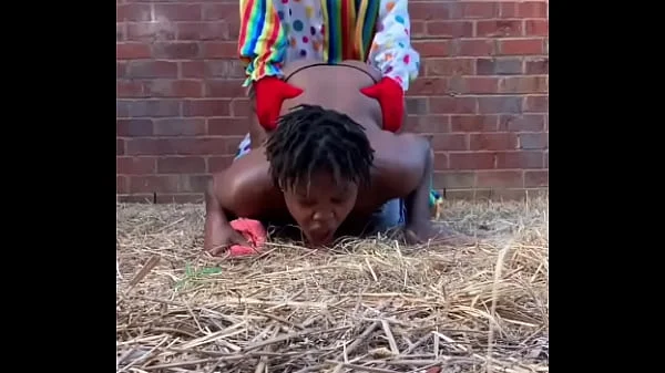 Gibby The Clown fucks ebony in a barn