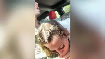 Marika Milani takes all my cock in her mouth while I'm driving