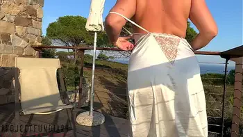 curvy milf in white satin dress sunset balcony public sex - projectfundiary