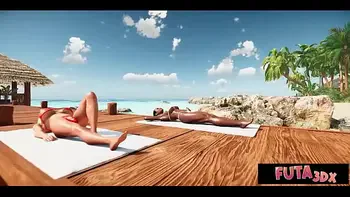 Futa3dX - Hot Babe Gets Fucked Hard By 2 Big Dicked Futa Hotties