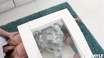 Becky got stucked and before stepson Oliver help her, he slide his dick inside her MILF twat