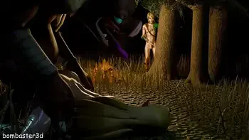 Zelda fucks the monster and masturbates while Link jerks off