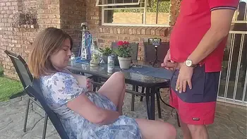 Mutual masturbation Caught my friends wife fingering herself on the patio so i joined her