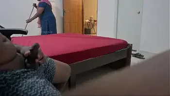 Flashing dick on real maid with twist