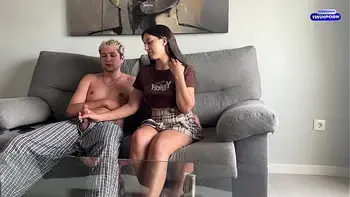 I Just Wanted Prank My Step Brother... But He Start Jerk Off On The Couch Thinking He Alone in Room!!