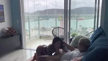 FUCKING THE BRUNETTE'S PUSSY ON THE COUCH