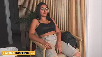 Hot Latina teen brings fire flair and red lingerie to modeling casting