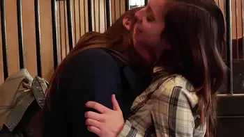 Two beautiful babes Ally Evans, Dani Daniels gets it going in the horse stable