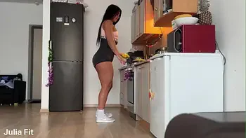 Sporty Girl with a Hairy Pussy Refused a Gift From Santa Claus