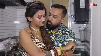Young Newly Married Indian Wife Romantic Love Making In Kitchen