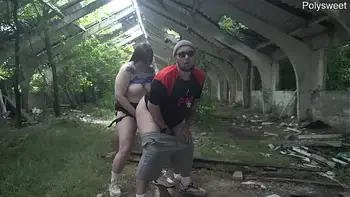 Hot public pegging in sunny weather