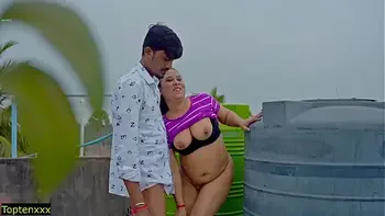 Hindi real Hot Sex at roof! Plz Don't Cum Inside pussy