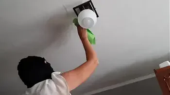 While my housekeeper washed the chandelier I watched her and masturbated - Lesbian illusion girls