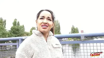 GERMAN SCOUT - Small Latina Midget Munequita Enfadada talk to Big Dick Casting Fuck in Berlin