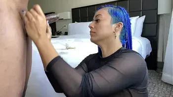 Sloppy blowjob by Blue hair throatgoat