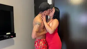 My busty neighbor and her shameless husband invite me to a threesome and the dirty girl sucks my asshole.