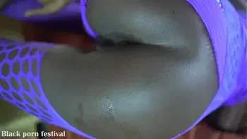 Small black pussy stretching for ebony woman with perfect tits