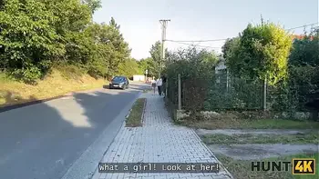 HUNT4K. Sweet Una Fairy is not too shy and showed her tits and pussy in public