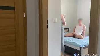 Naughty Stepsister - Watching Stepbro jerk off! - Olivia Bay