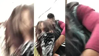 Emo slut gets fucked on tree stump in public