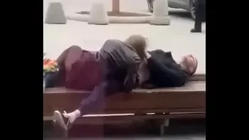 Stupid blonde gives blowjob in public