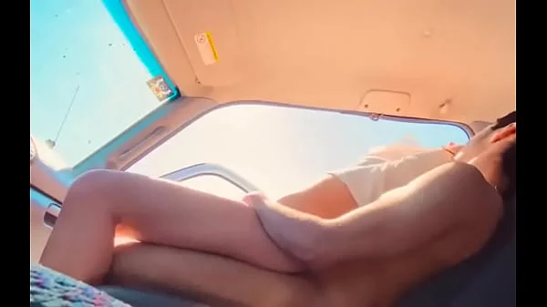 Hot girl rides boyfriends cock in his car