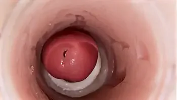 Camera inside deep pussy captures huge ejaculation of sperm