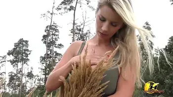 Milking Boobs and Suck Nipples Outdoor during sensual shooting on the lake