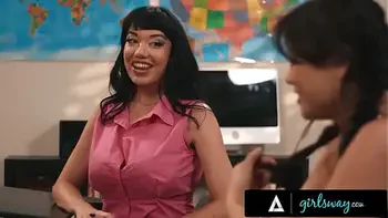 GIRLSWAY - Petite Lulu Chu Has Passionate Fuck With Stepmom Little Puck & Teacher Crush Chloe Amour