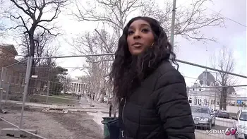 GERMAN SCOUT - BROWN EBONY BOMBSHELL FUCK TO EYE ROLLING ORGASM AT PICKUP CASTING